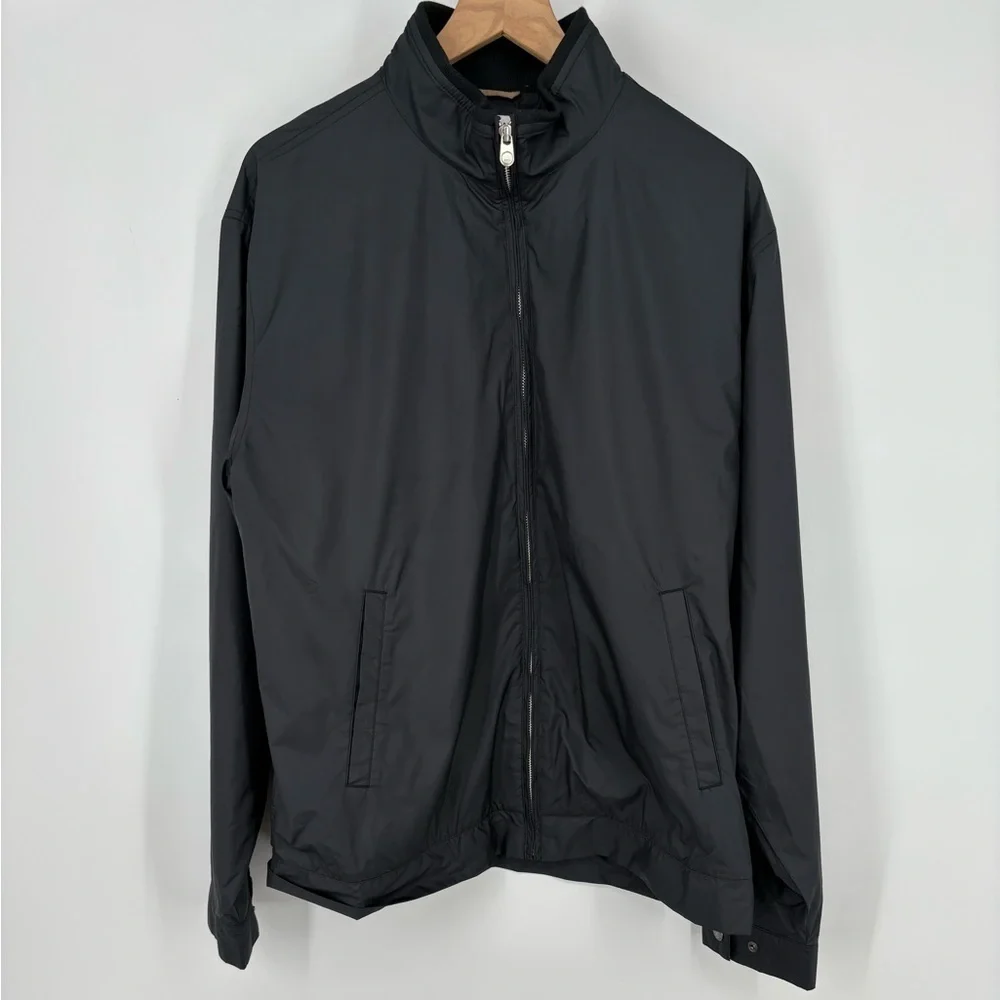 Peter Millar Hartford Jacket Mens XL Black Full Zip Windbreaker Bomber Golf